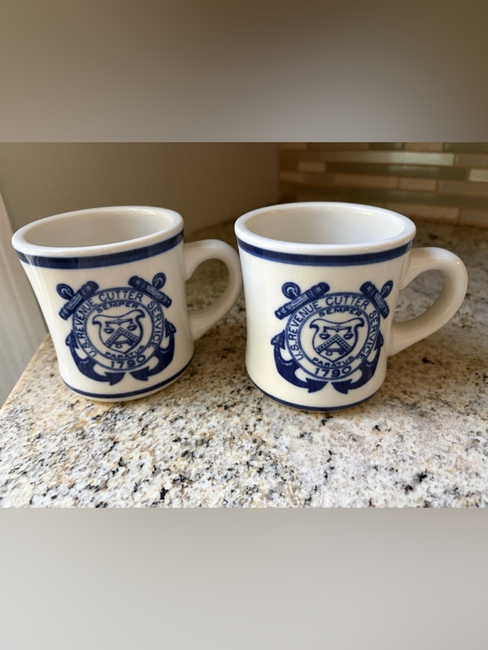 Set up two military revenue cutter 1790 coffee mugs
